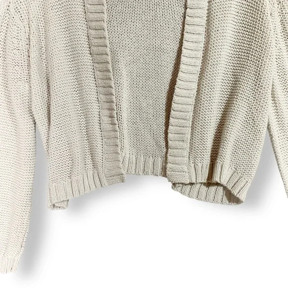 Wooden Ships Cropped Open Cardigan Sweater Sz S Neutral Beige Minimalist - Picture 3 of 12